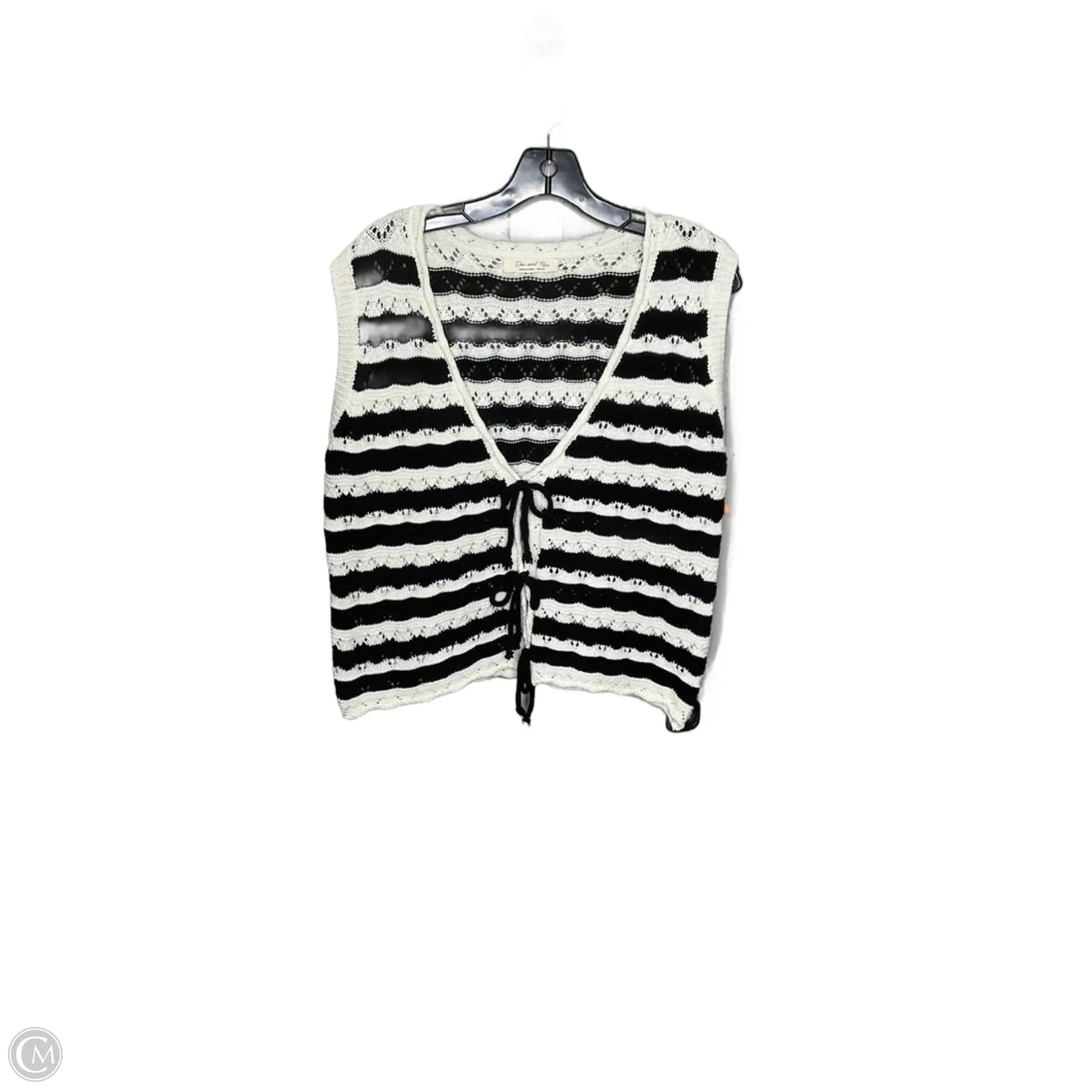 Vest Sweater By Doe & Rae In Black & White, Size: M