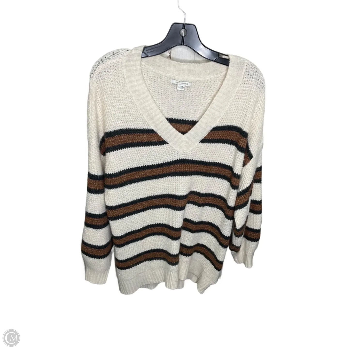 Sweater By American Eagle In Brown & Cream, Size: M