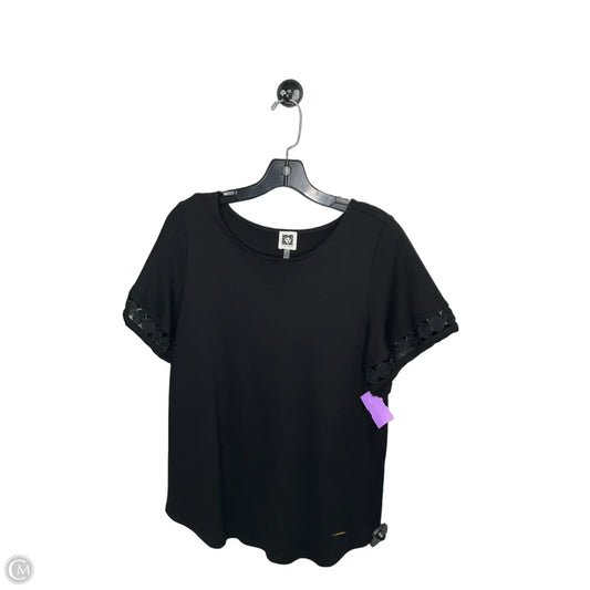 Top Short Sleeve By Anne Klein In Black, Size: M