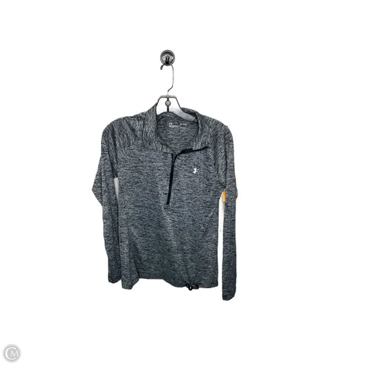 Athletic Top Long Sleeve Collar By Under Armour In Grey, Size: M