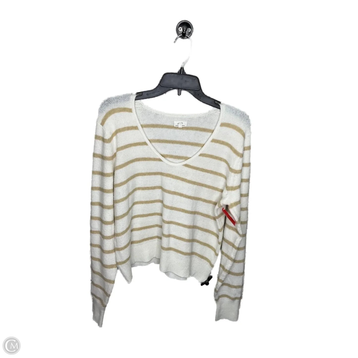 Top Long Sleeve By Aerie In Cream & White, Size: L