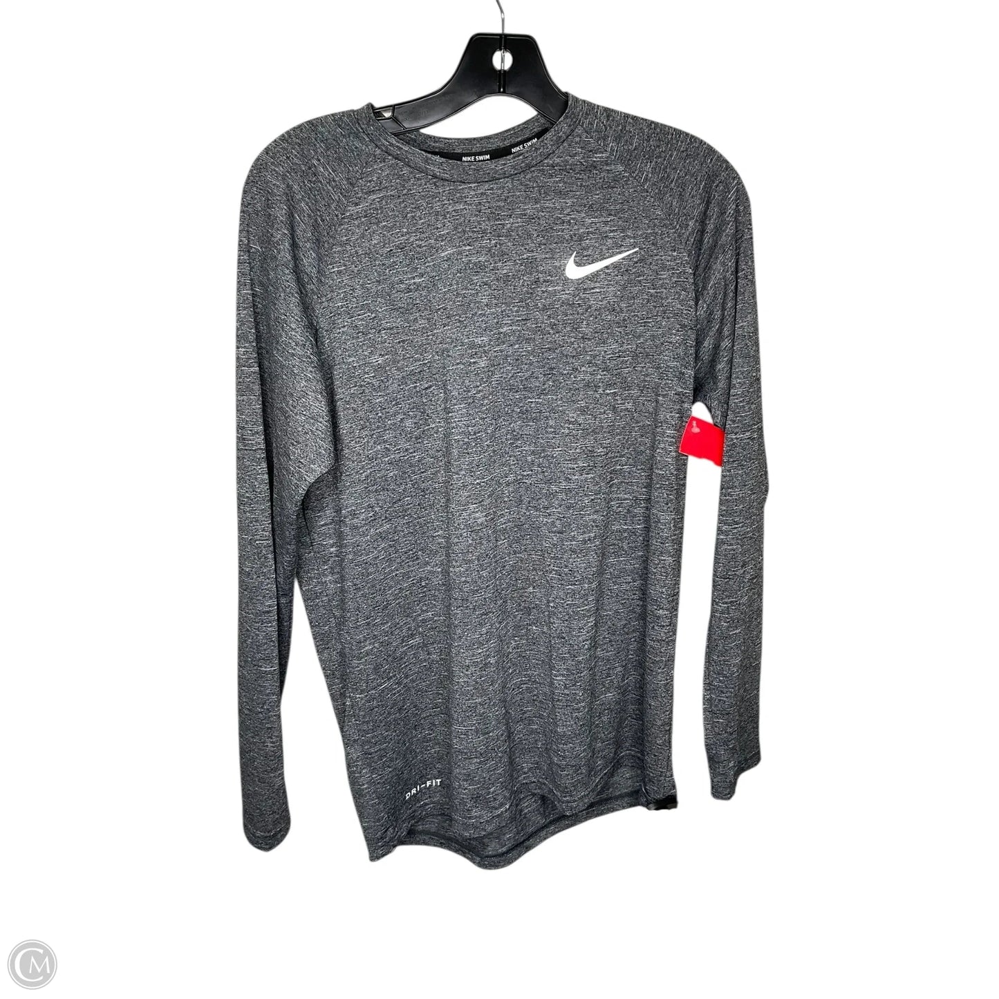 Athletic Top Long Sleeve Collar By Nike In Grey, Size: S