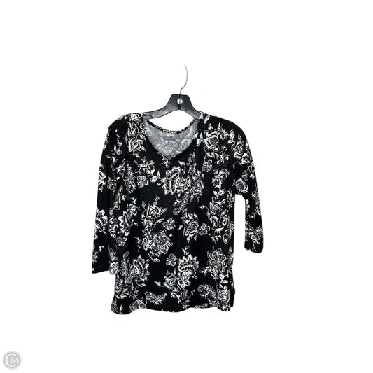 Top Long Sleeve By Croft And Barrow In Black & White, Size: Xlp