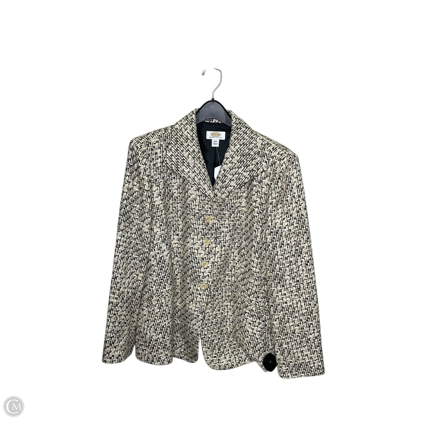 Blazer By Clothes Mentor In Cream & Yellow, Size: 14