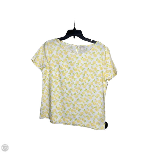 Top Short Sleeve By J. Crew In White & Yellow, Size: M