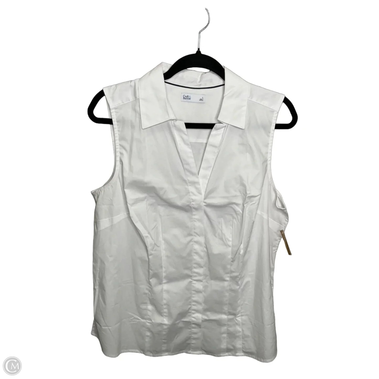 Top Sleeveless By Croft And Barrow In White, Size: L