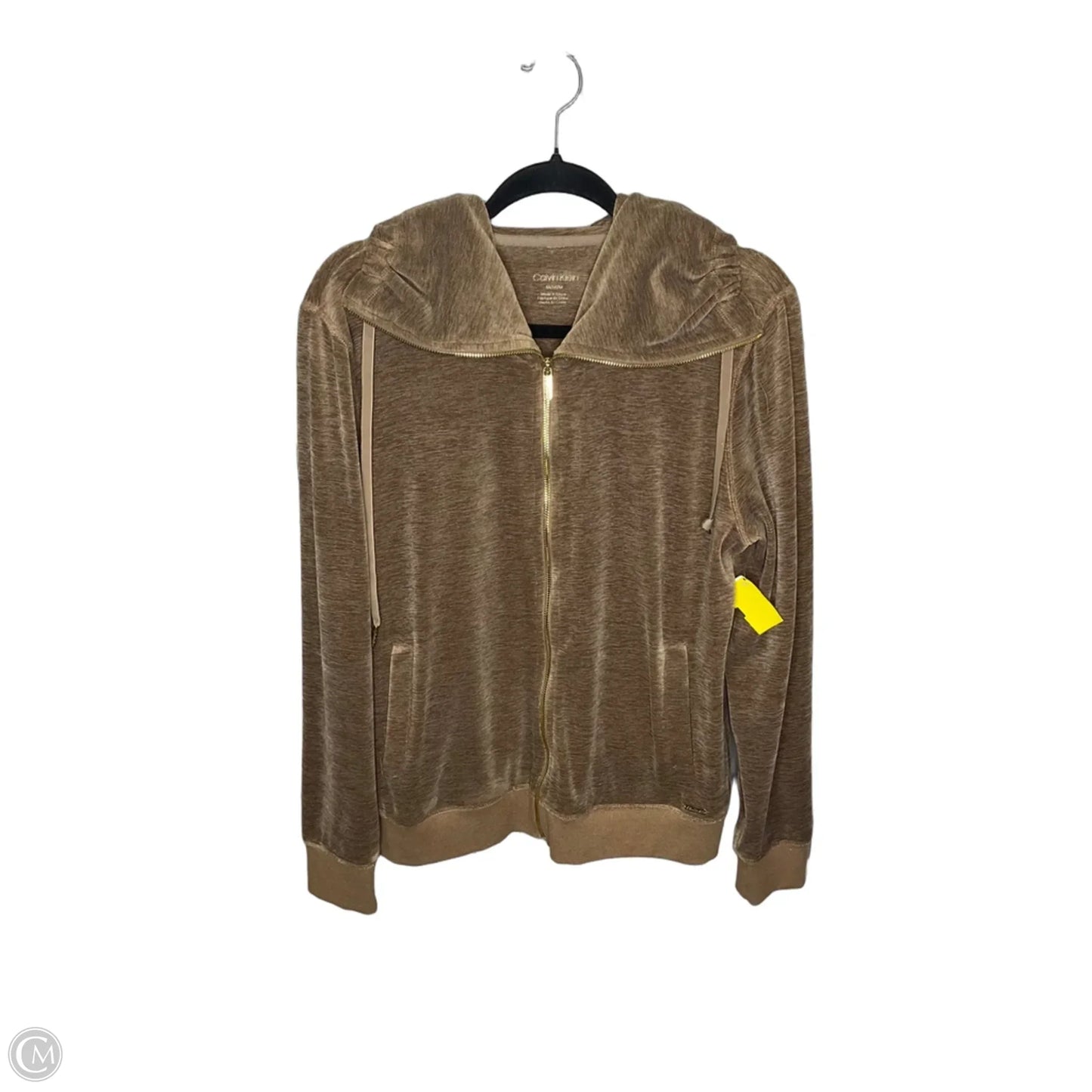 Sweatshirt Hoodie By Calvin Klein In Gold, Size: M