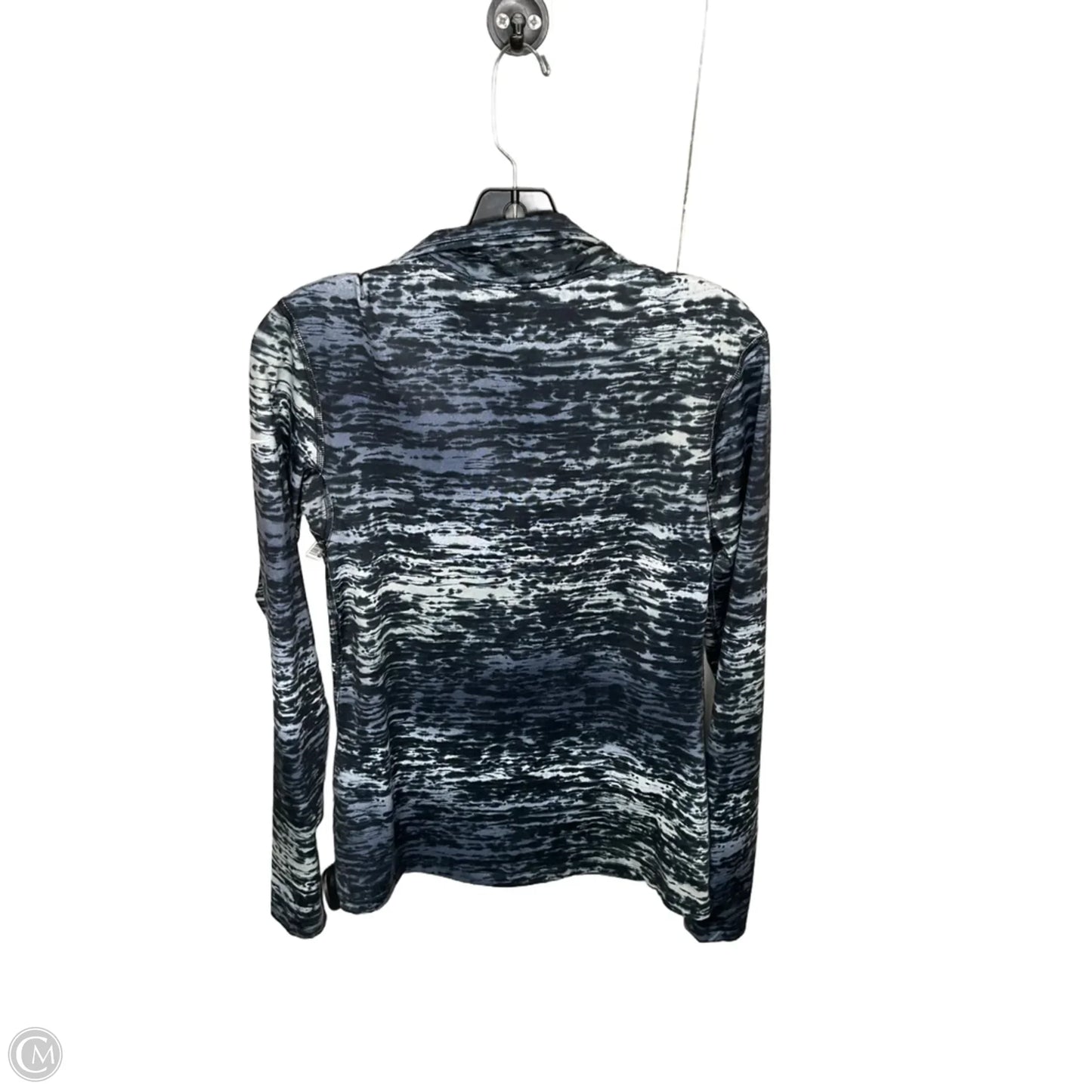 Athletic Top Long Sleeve Collar By Nike In Black & Blue, Size: L