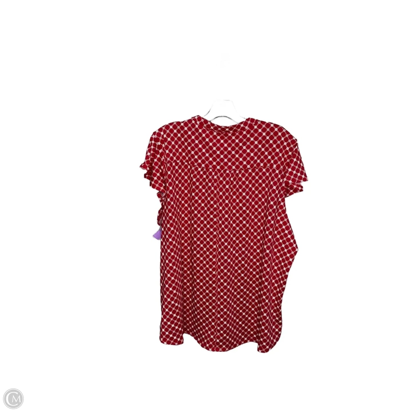 Top Short Sleeve By Kim Rogers In Red & White, Size: Xxl