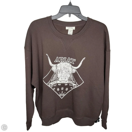 Sweatshirt Crewneck By Ariat In Brown, Size: L