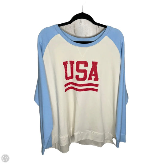 Sweatshirt Crewneck By Natural Reflections In Blue & Cream, Size: 1x