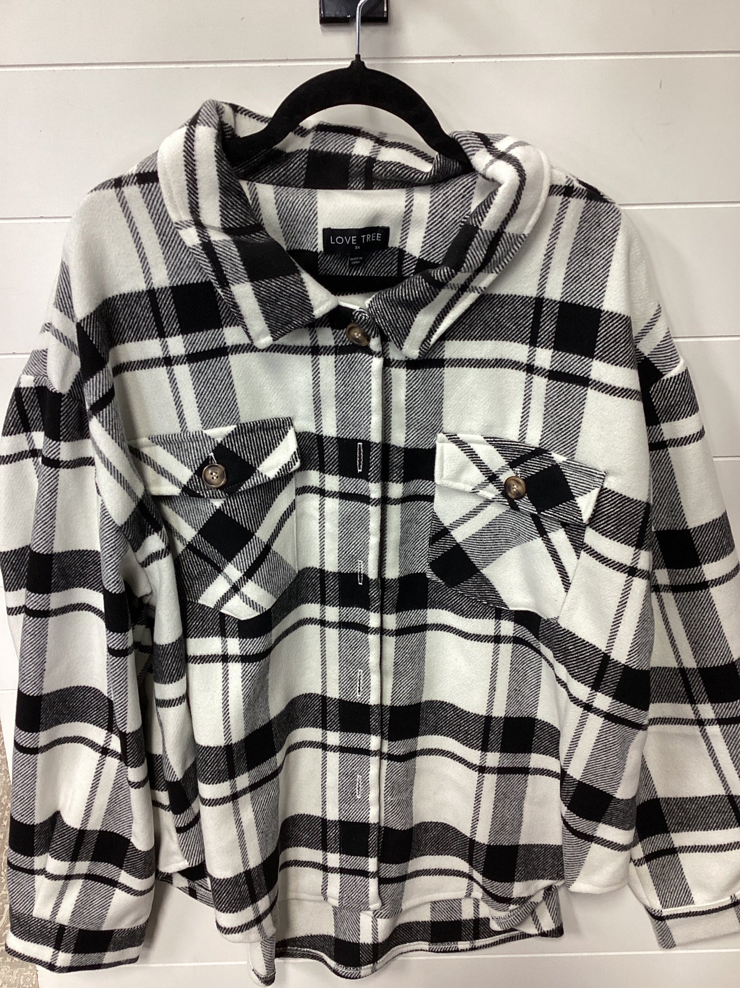 Jacket Fleece By Love Tree In Black & White, Size:3X