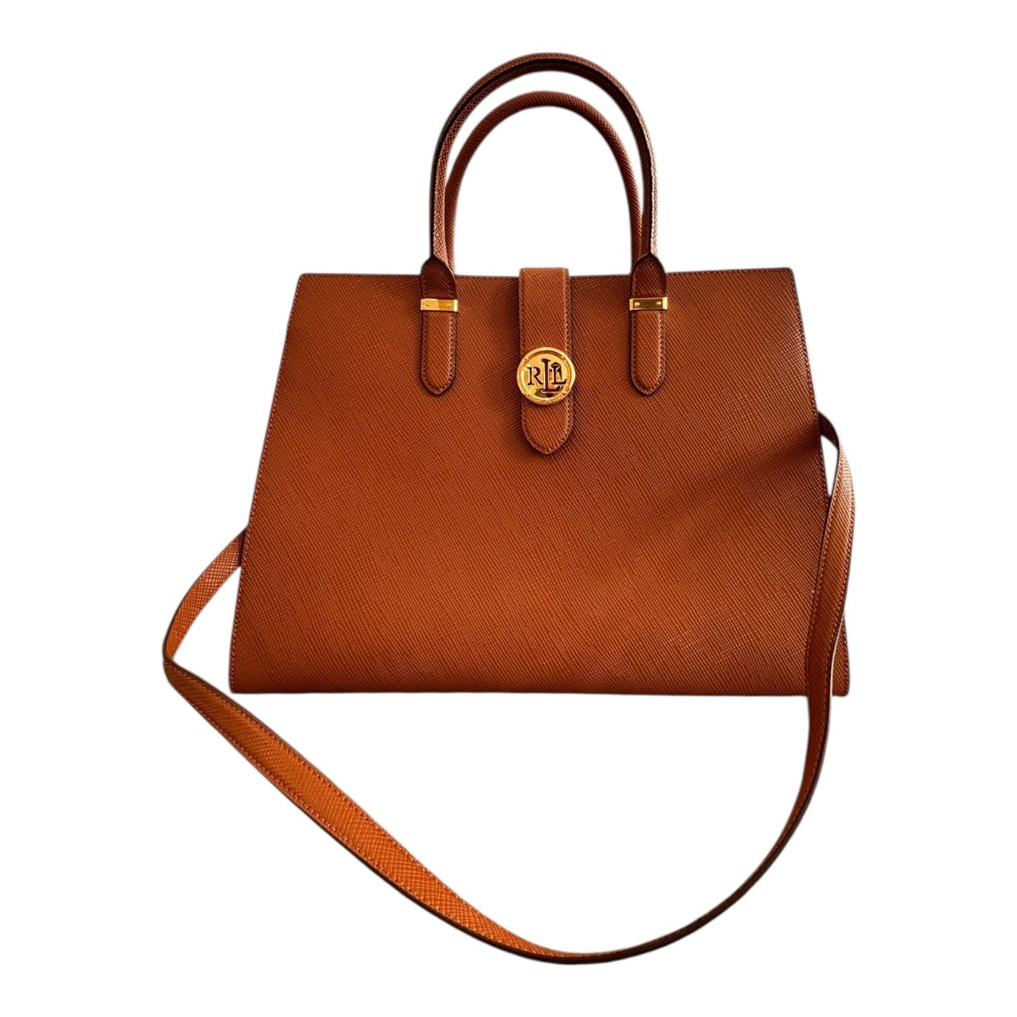 Handbag Leather By Ralph Lauren In Brown, Size:Large