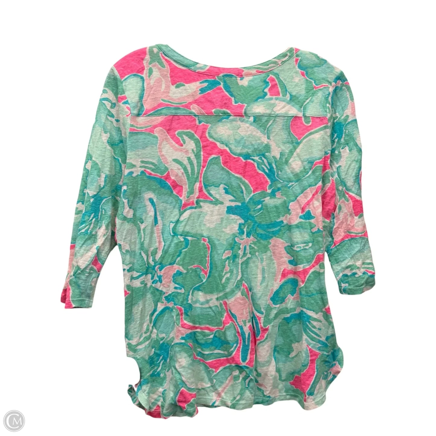 Top 3/4 Sleeve By Lilly Pulitzer In Green & Pink, Size: L