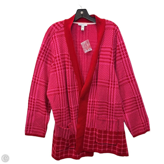 Sweater Cardigan By Isaac Mizrahi Live Qvc In Pink & Red, Size: 2x