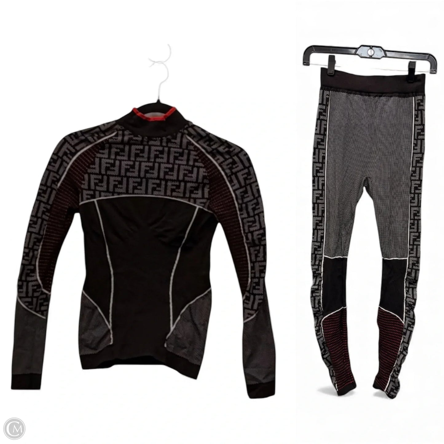 Pants Set 2pc By Fendi In Black & Red, Size: S