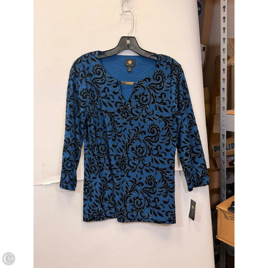 Top Long Sleeve By Jm Collections In Black & Blue, Size: S