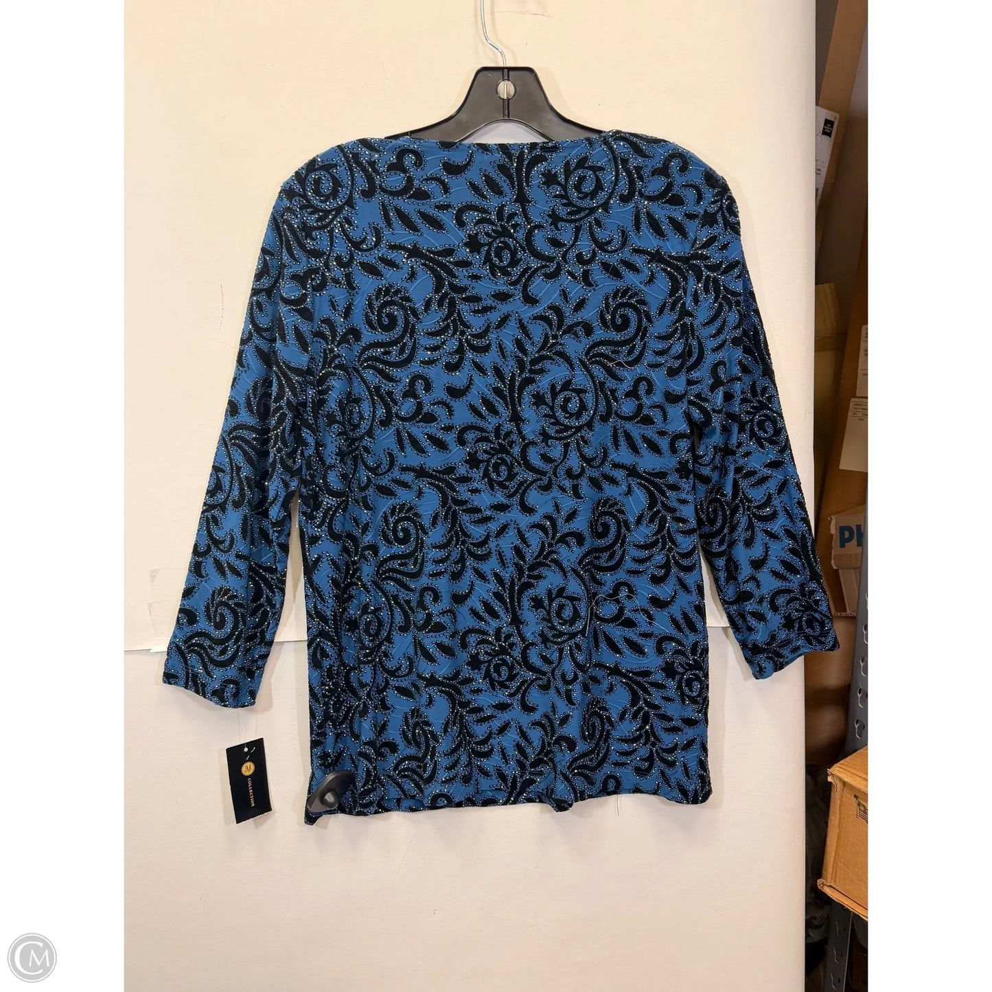 Top Long Sleeve By Jm Collections In Black & Blue, Size: S