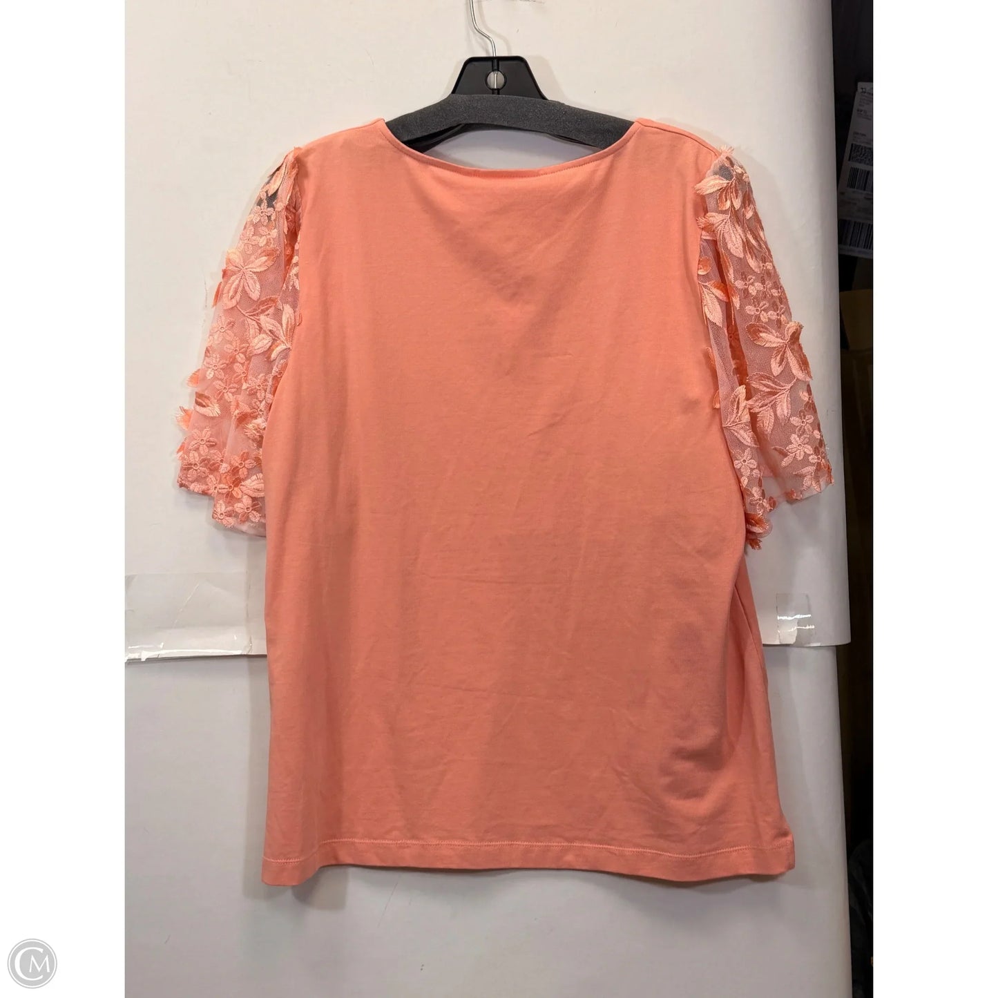 Top Short Sleeve By Chicos In Peach, Size: L
