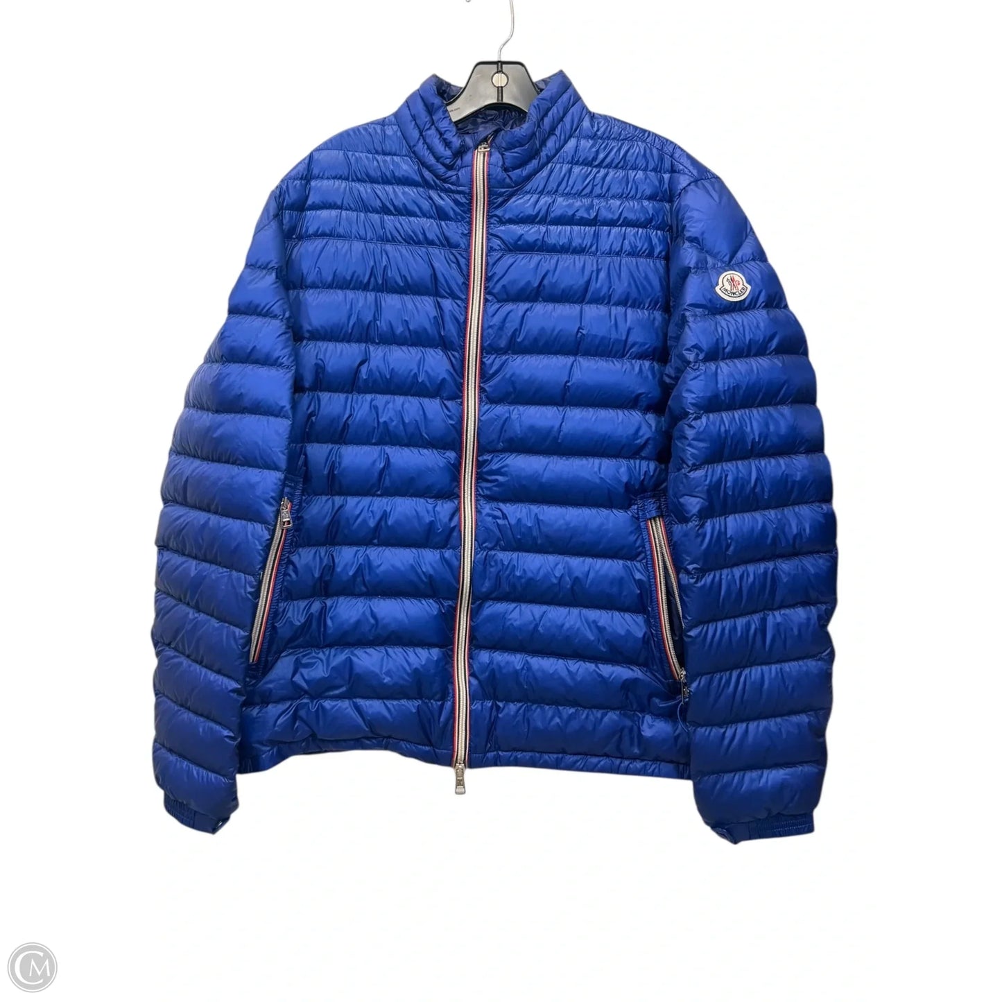 Jacket Luxury Designer By Moncler In Blue, Size: Xxl