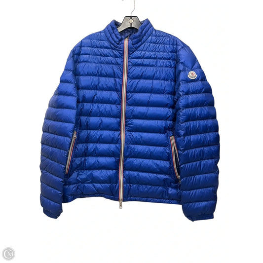 Jacket Luxury Designer By Moncler In Blue, Size: Xxl