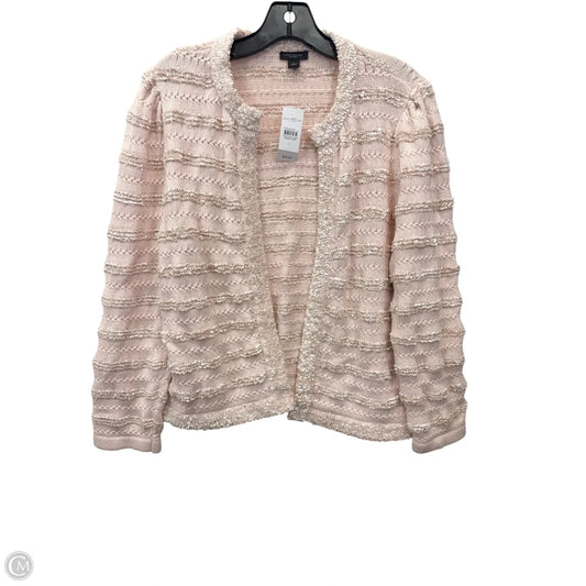 Sweater Cardigan By Ann Taylor In Pink & Tan, Size: L