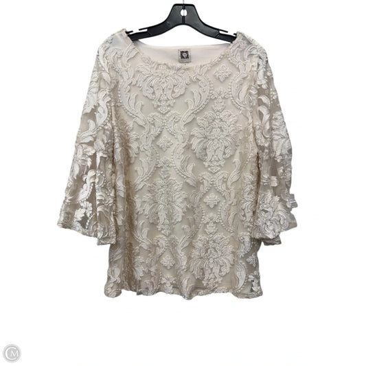 Top Long Sleeve By Anne Klein In Tan, Size: M
