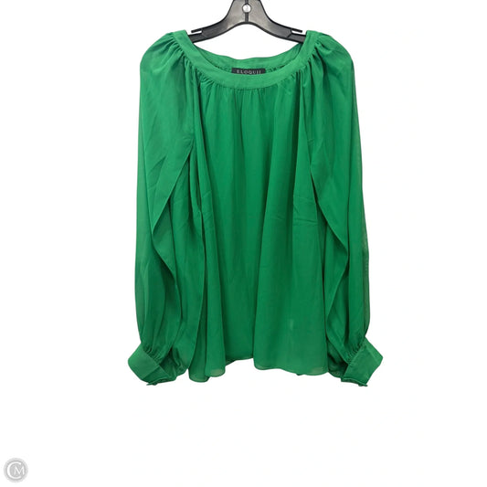 Top Long Sleeve By Eloquii In Green, Size: 2x