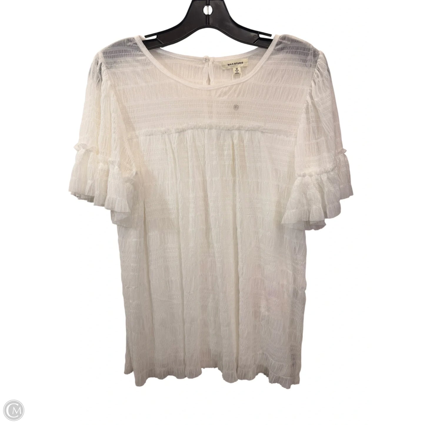 Top Short Sleeve By Max Studio In White, Size: M