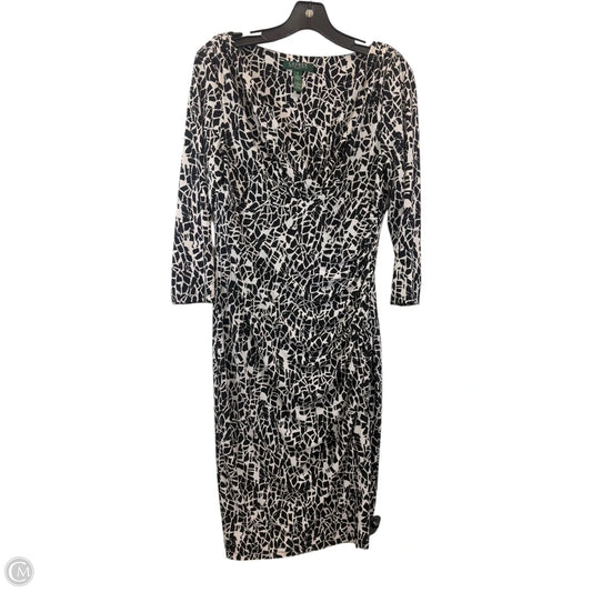 Dress Casual Midi By Lauren By Ralph Lauren In Black & Tan, Size: M