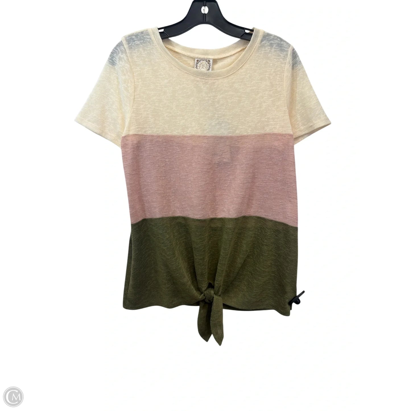 Top Short Sleeve By Tru Self In Pink & Tan, Size: M