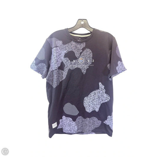 Athletic Top Short Sleeve By DAVNO In Black & Blue, Size: L