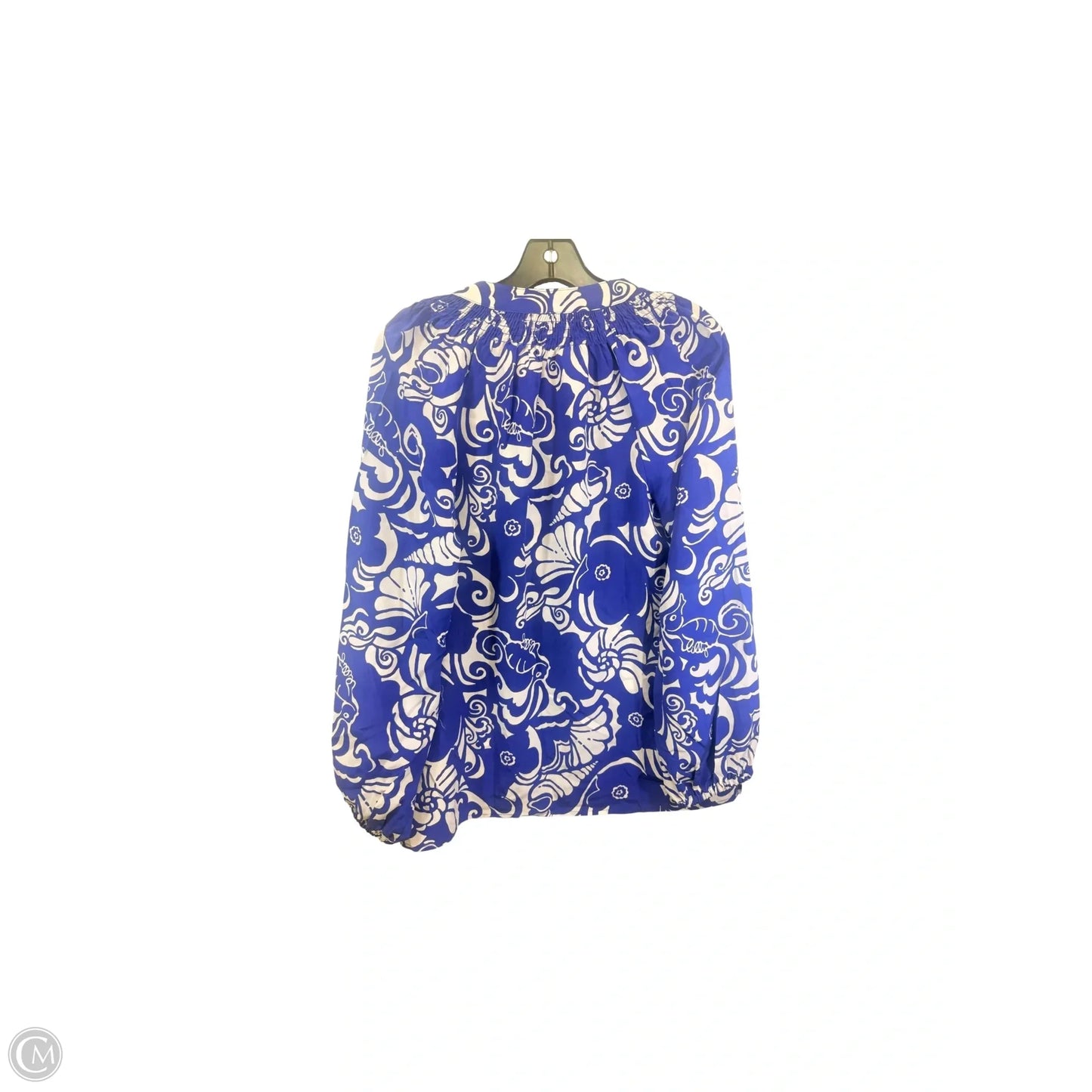 Top Long Sleeve Designer By Lilly Pulitzer In Blue & White, Size: S