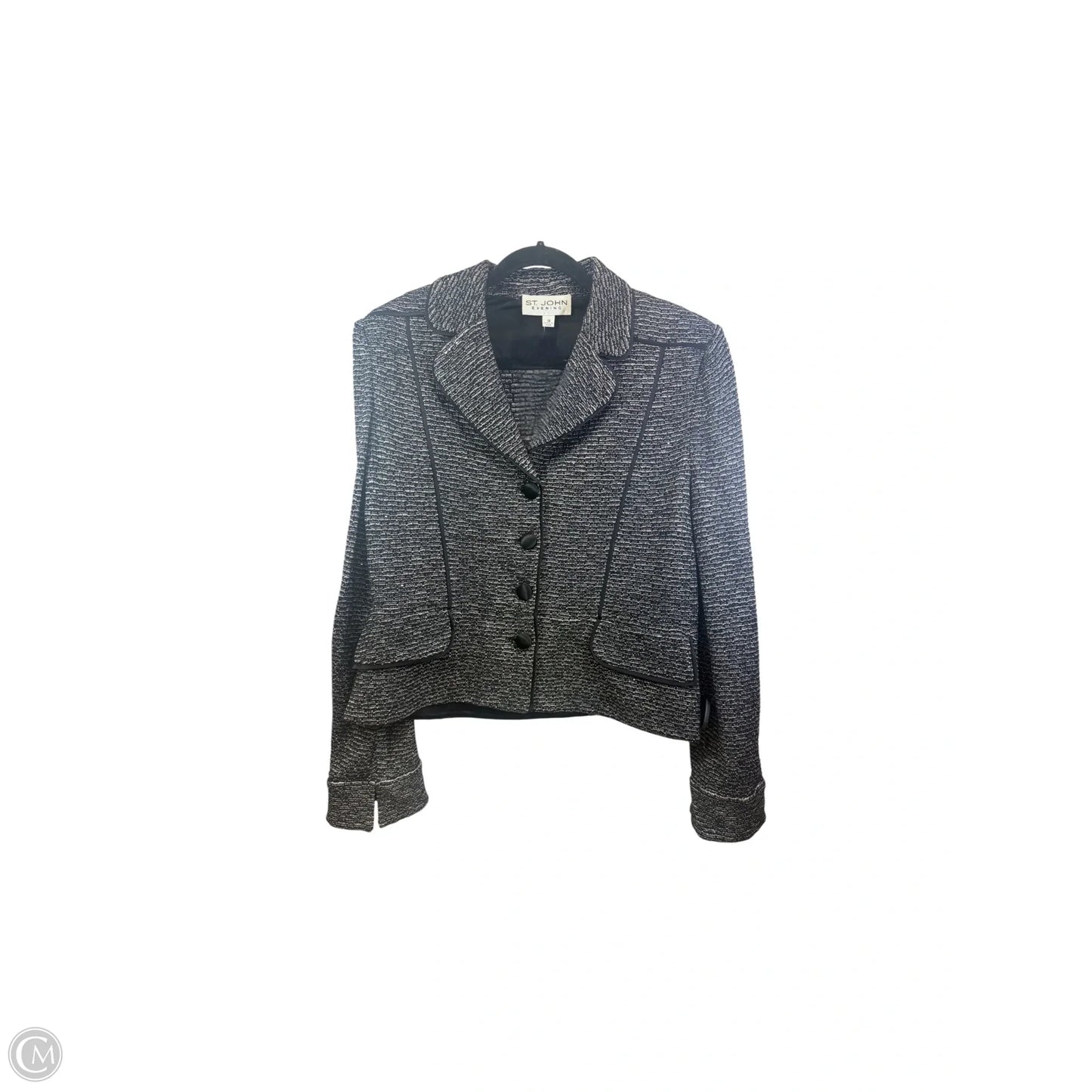 Blazer Designer By St John Collection In Black & Grey, Size: 12