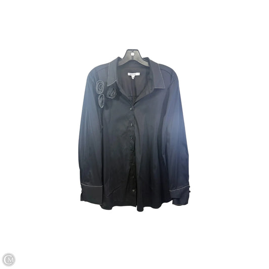 Top Long Sleeve By Chicos In Black & Silver, Size: Xl
