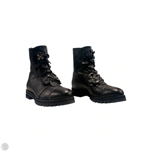 Boots Luxury Designer By Jimmy Choo In Black & Silver, Size: 8.5