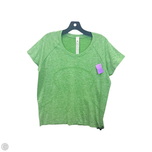 Athletic Top Short Sleeve By Lululemon In Green & White, Size: 14