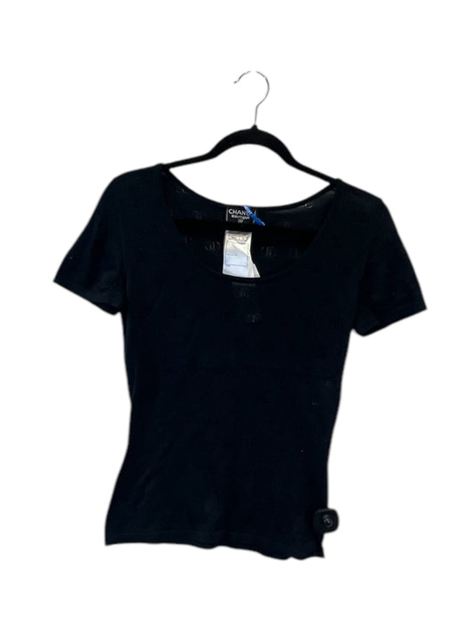 FLASH 25% off - Top Short Sleeve Luxury Designer By Chanel In Black, Size: S