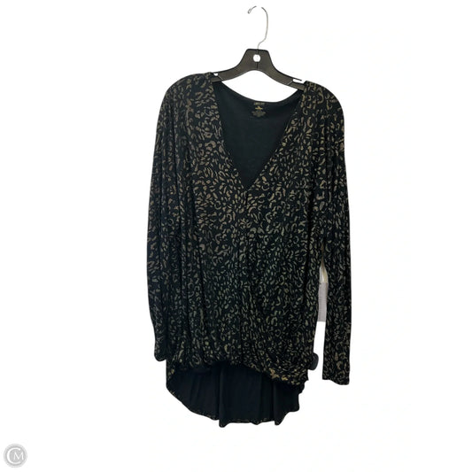 Top Long Sleeve By Jennifer Lopez In Black & Gold, Size: Xl