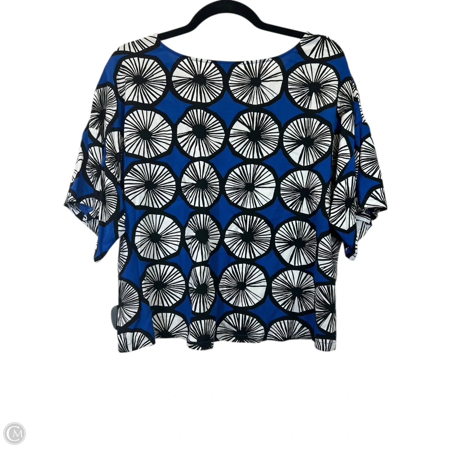 Top Short Sleeve Designer By Marimekko In Blue & White, Size: L