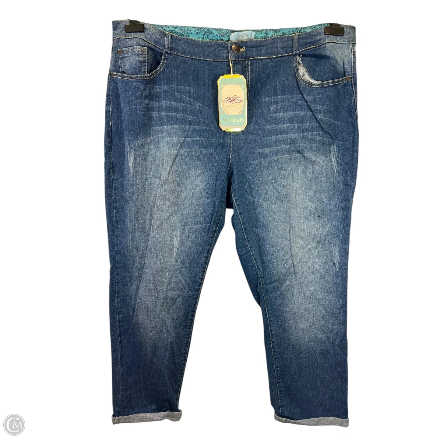 Jeans Straight By One 5 One In Blue Denim, Size: 20