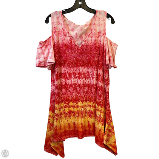 Top Short Sleeve By Avenue In Orange & Red, Size: 2x
