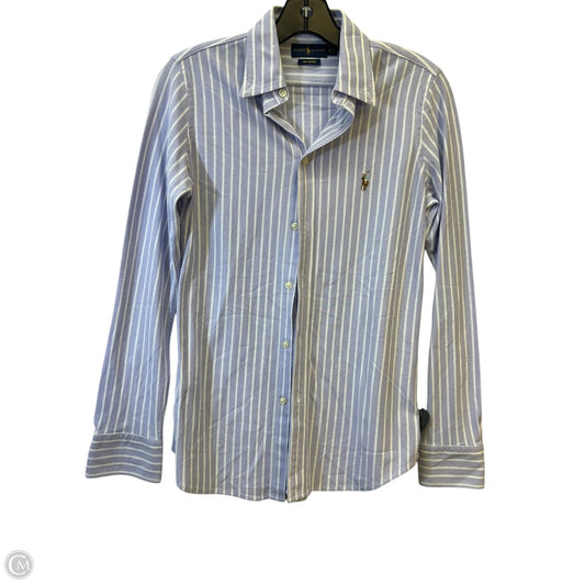Top Long Sleeve By Ralph Lauren In Purple & White, Size: M