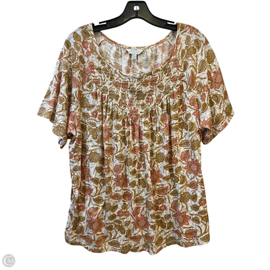 Top Short Sleeve By Lucky Brand In Floral Print, Size: L