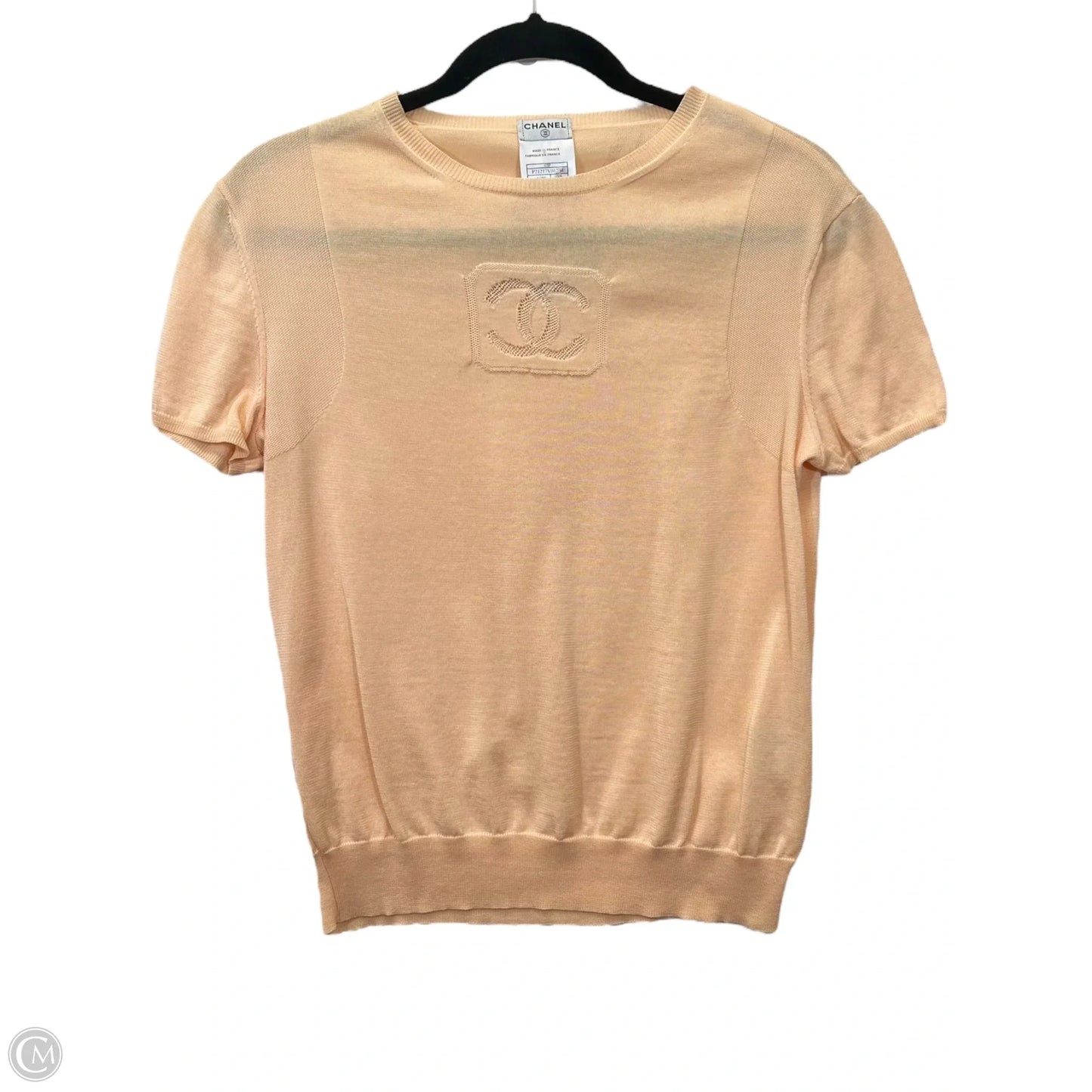 FLASH 25% off Top Short Sleeve Luxury Designer By Chanel In Peach, Size: M