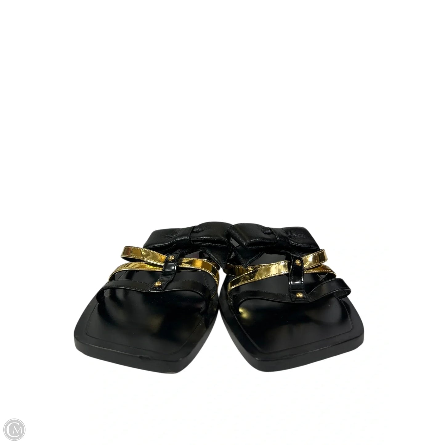 Sandals Luxury Designer By Louis Vuitton In Black & Gold, Size: 7