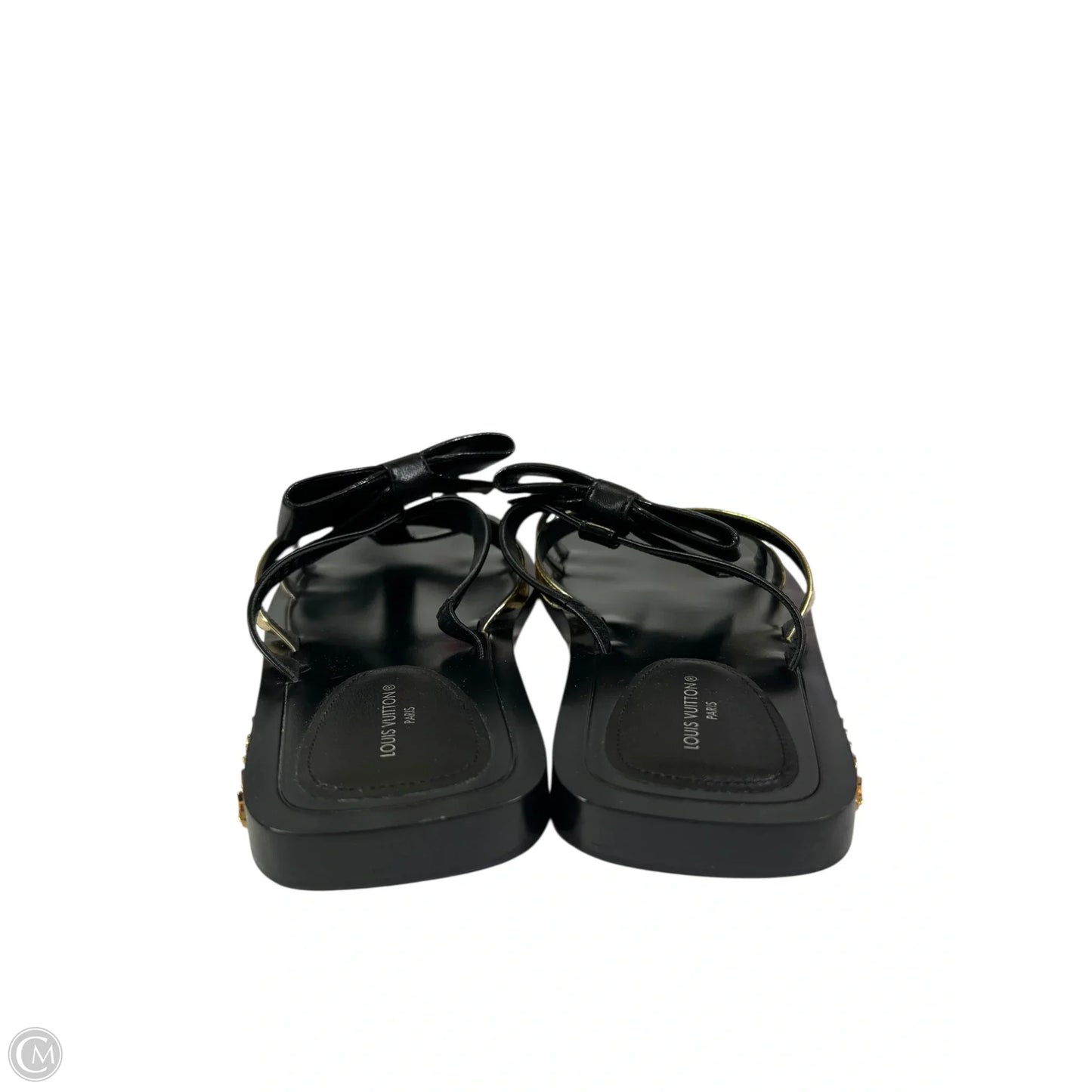 Sandals Luxury Designer By Louis Vuitton In Black & Gold, Size: 7