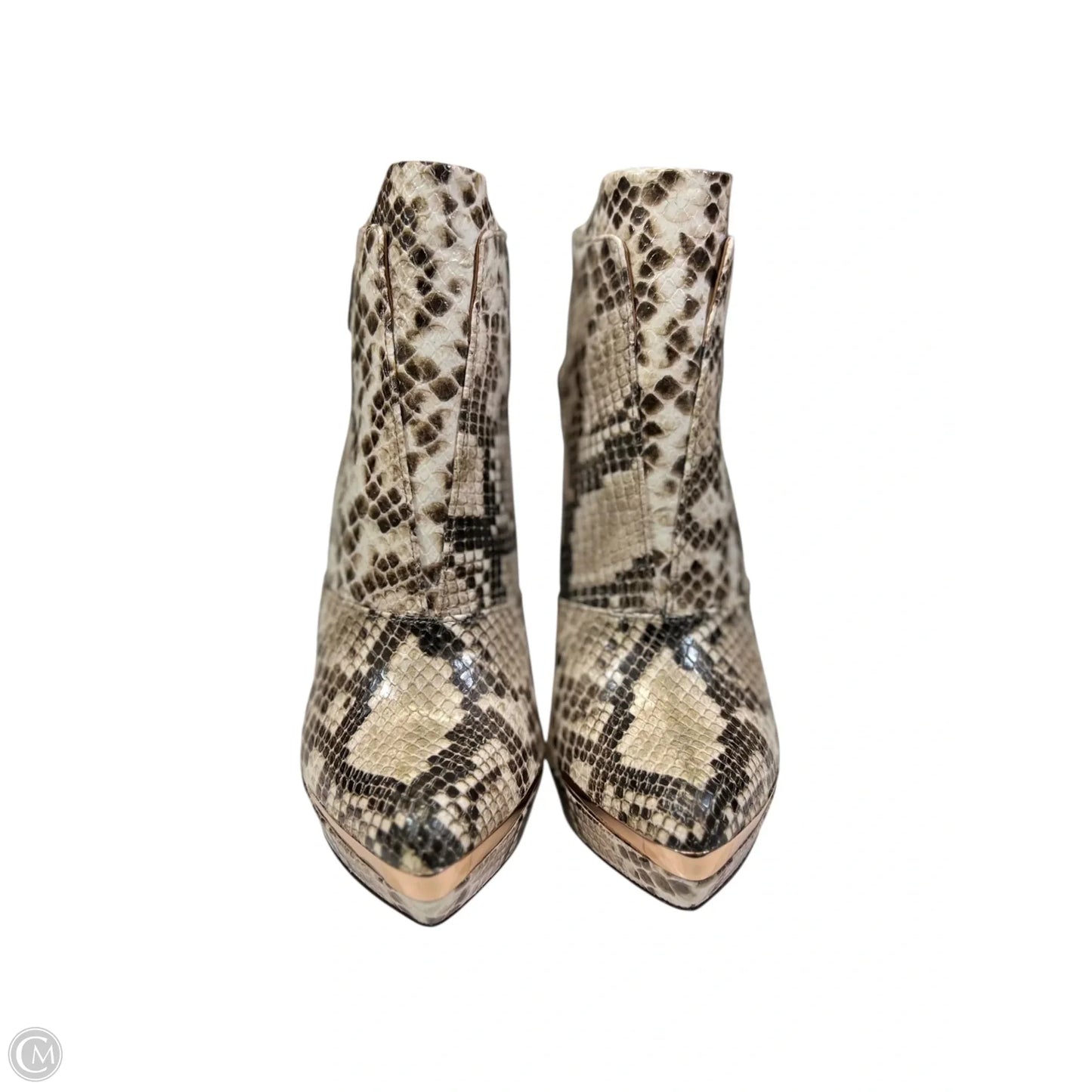 Boots Ankle Heels By Herve Leger In Animal Print, Size: 7.5