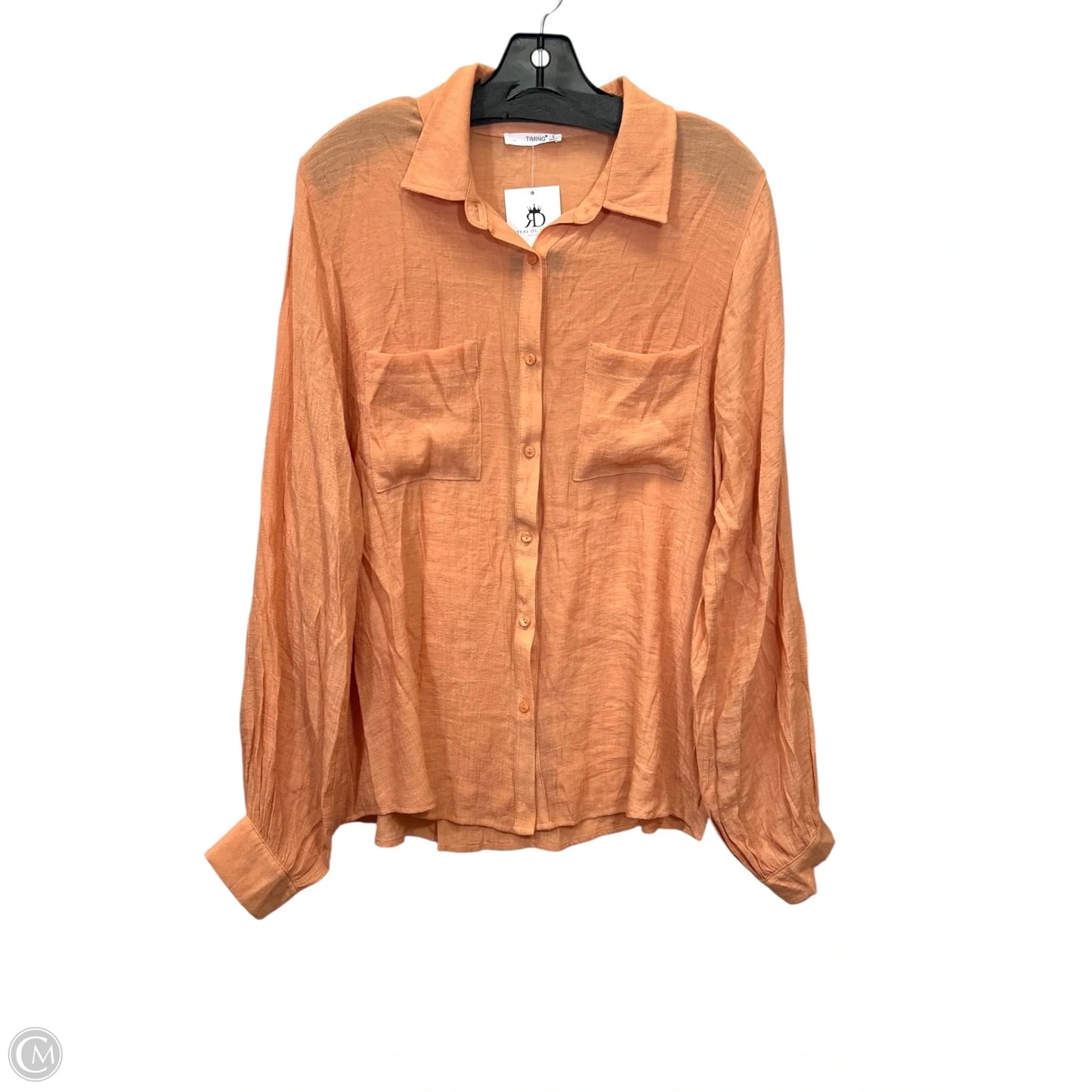 Top Long Sleeve By Timing In Orange, Size: L