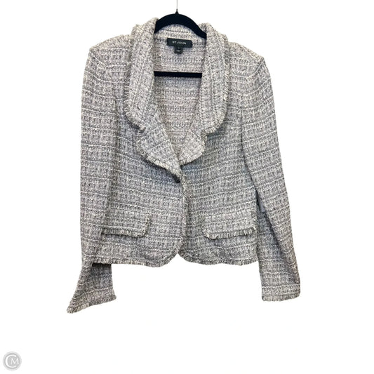 Blazer Designer By St John Collection In Grey & Pink, Size: 14